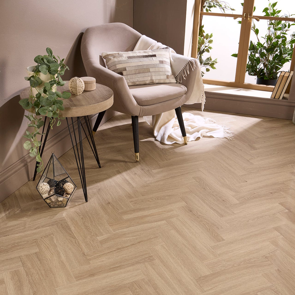 Courchevel Oak Herringbone Glue Down LVT
