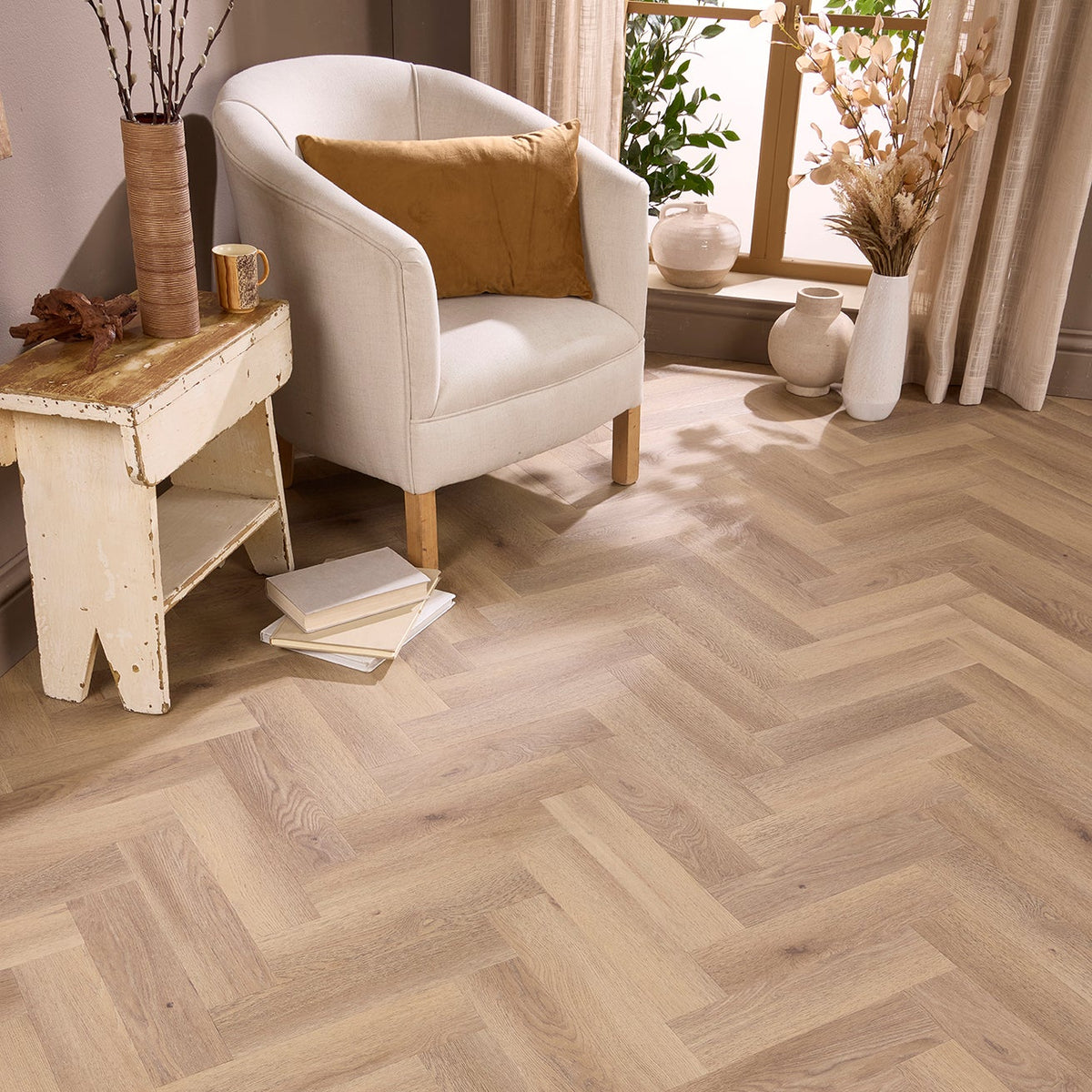 Saanen Oak Herringbone Glue Down LVT