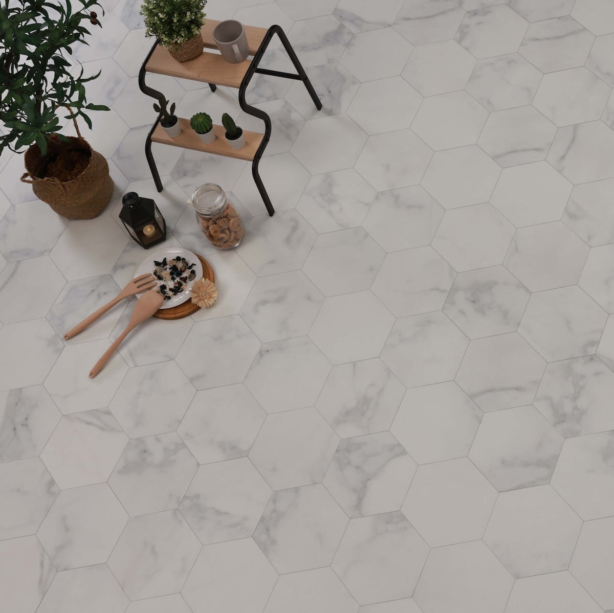 Marble Calacatta Bianco Glue Down LVT