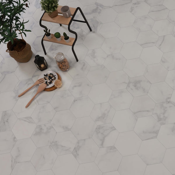 Marble Calacatta Bianco Glue Down LVT
