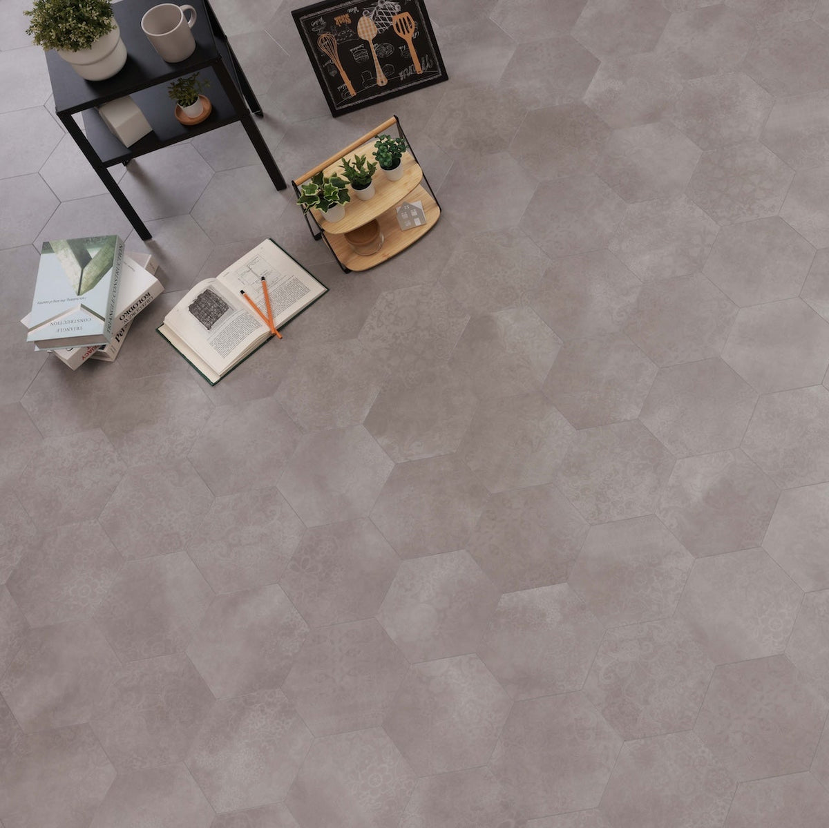 Botanic Light Grey Glue Down LVT