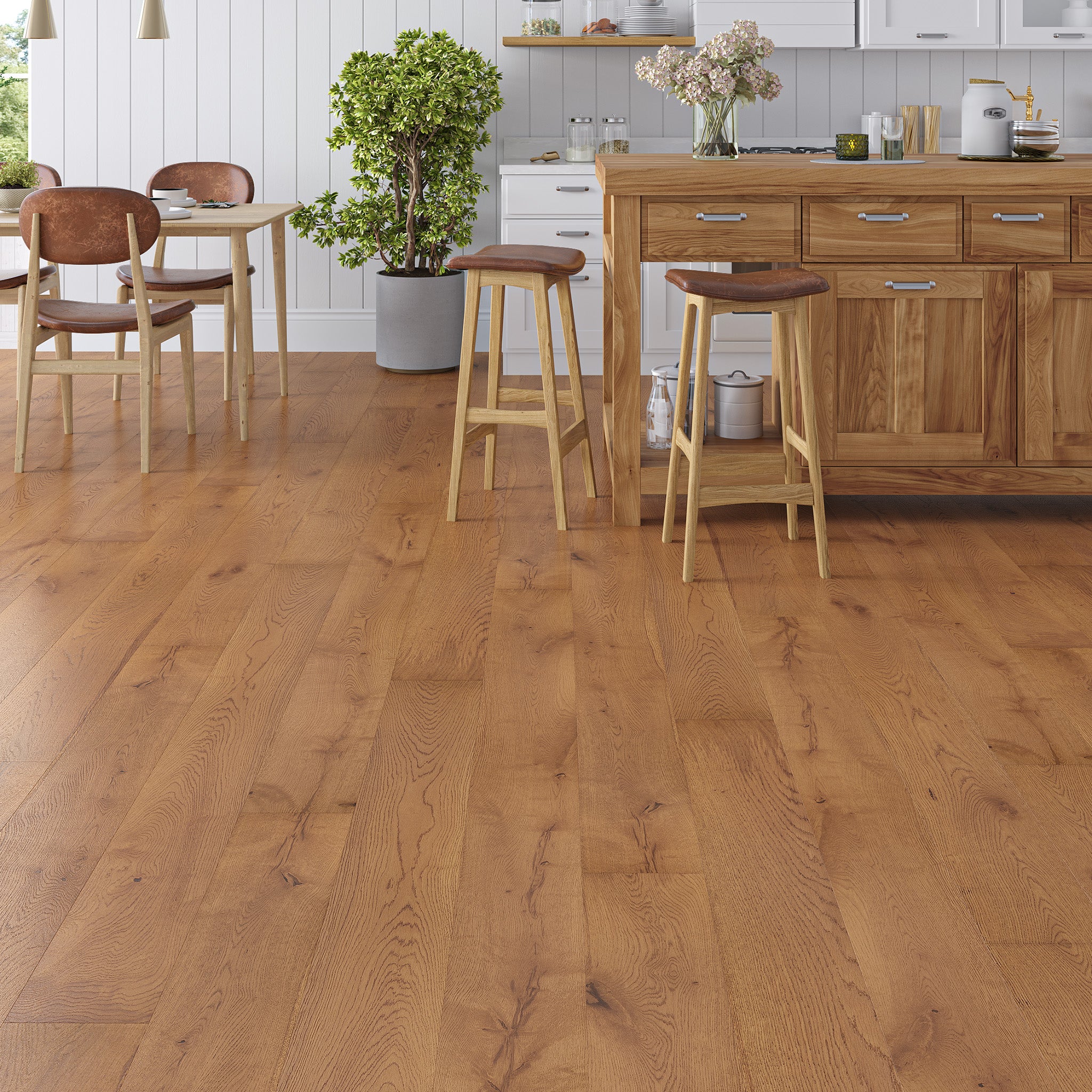 Zinnia Oak Golden Brushed & Lacquered 20/6 x 190mm Straight Engineered