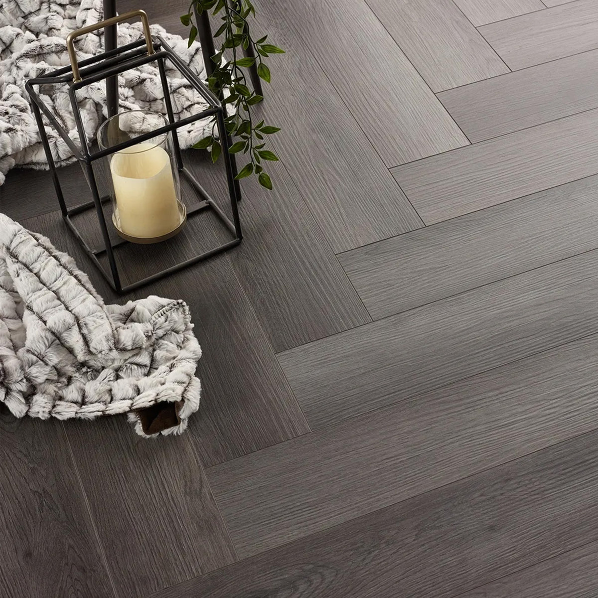 Dark Grey Herringbone Click Vinyl SPC