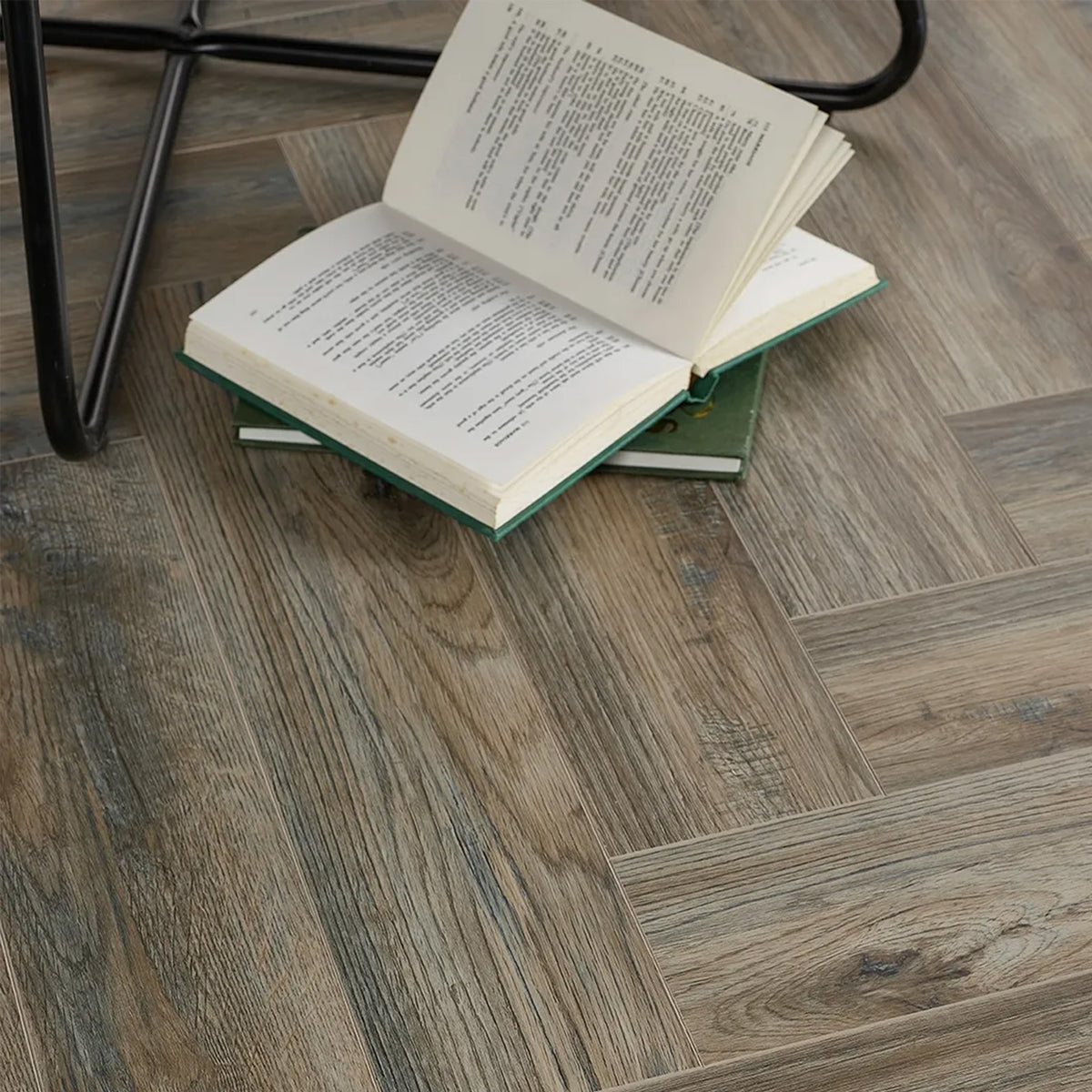 Smoked Grey Brown Herringbone Click Vinyl SPC