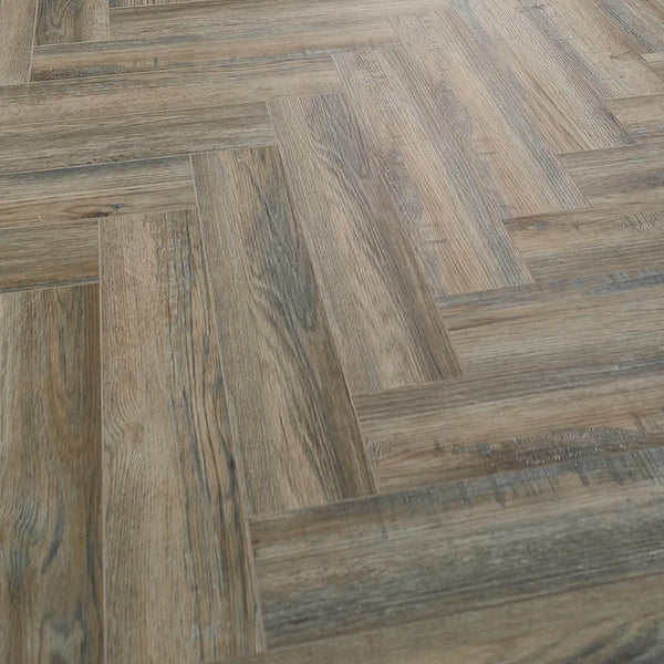 Smoked Grey Brown Herringbone Click Vinyl SPC