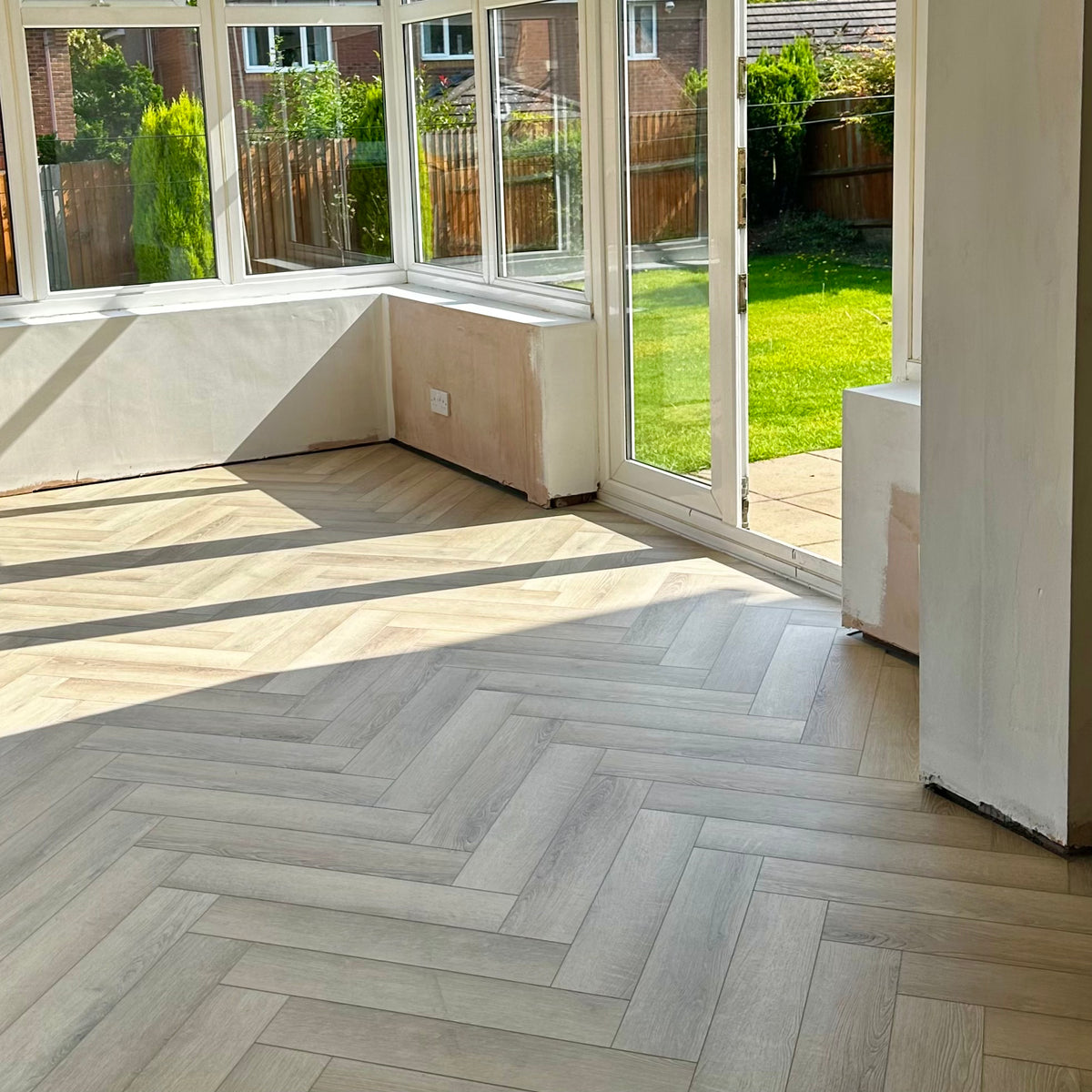 Hirame herringbone floor in conservatory