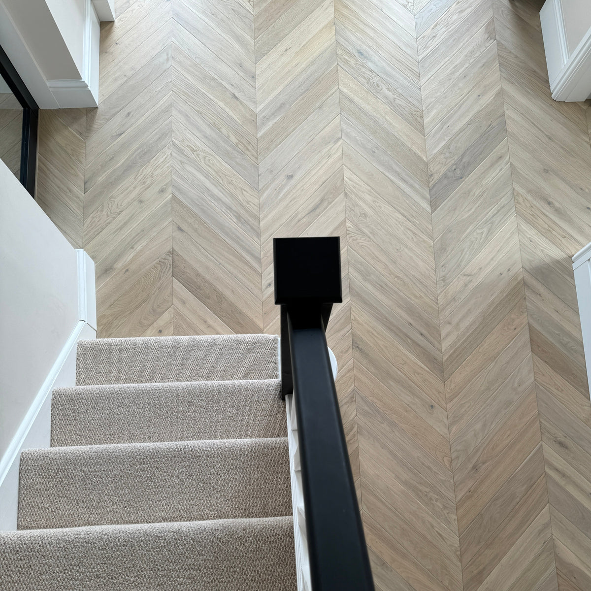 White Beach Oak Chevron Engineered