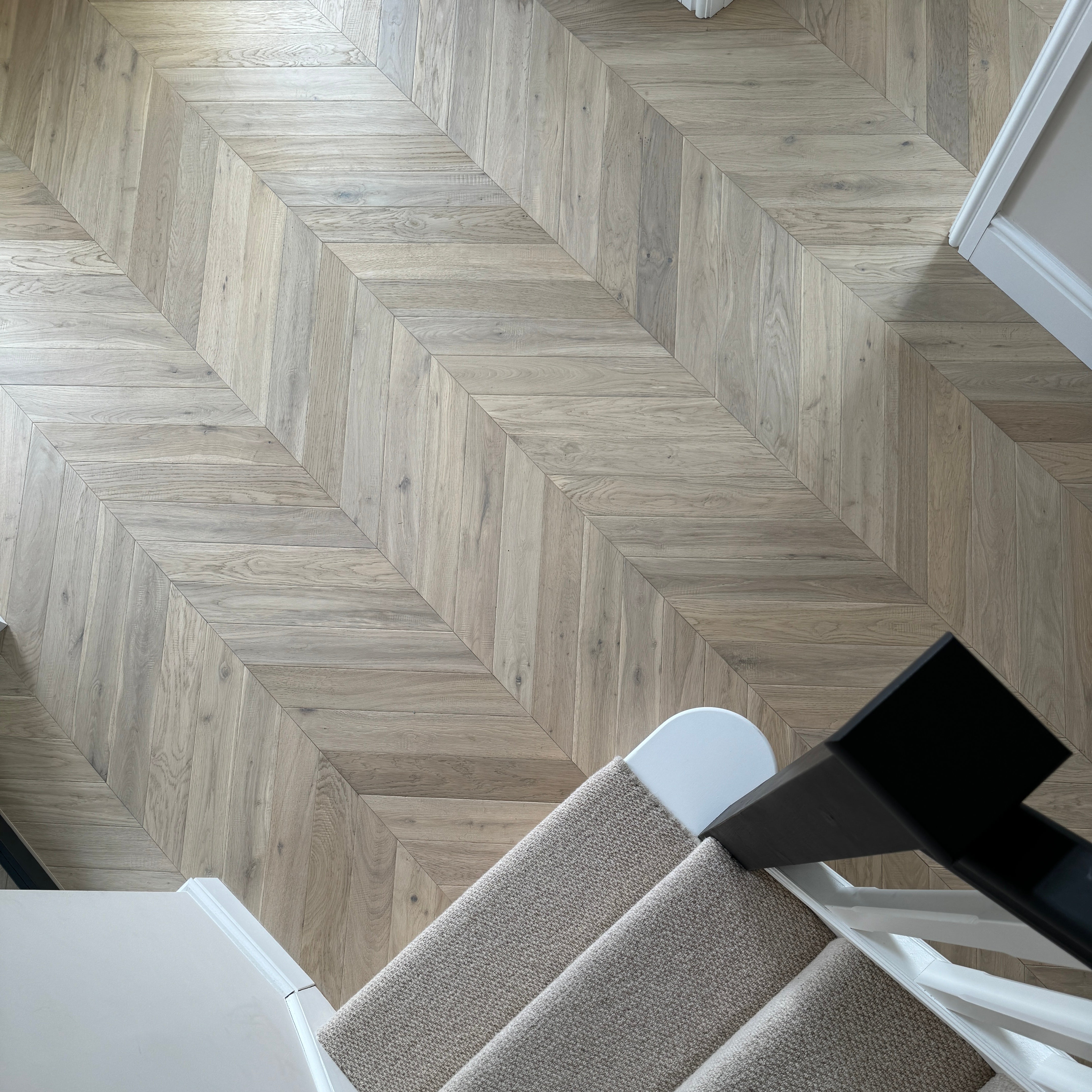 White Beach Oak Chevron Engineered