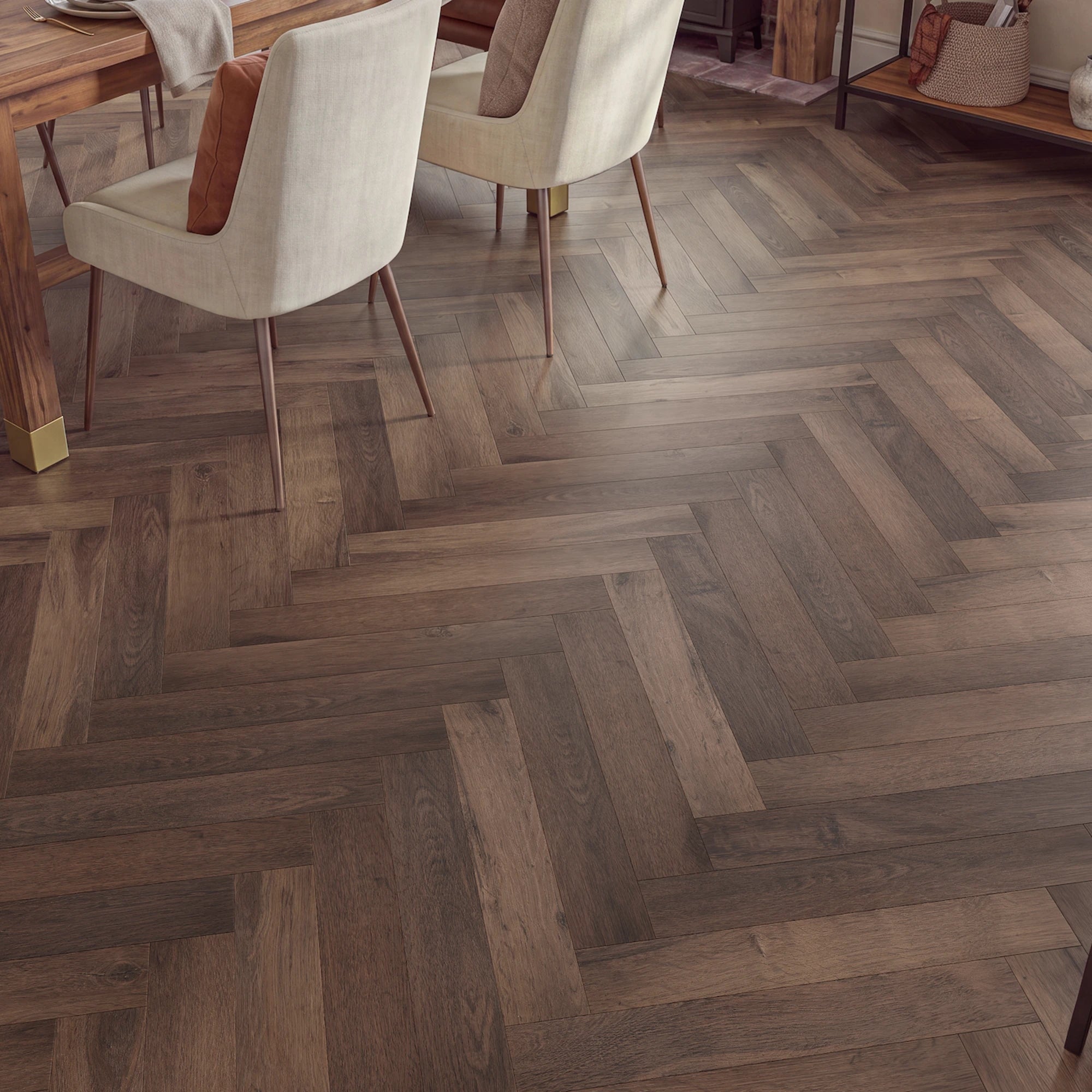 Coffee Date Herringbone Glue Down LVT