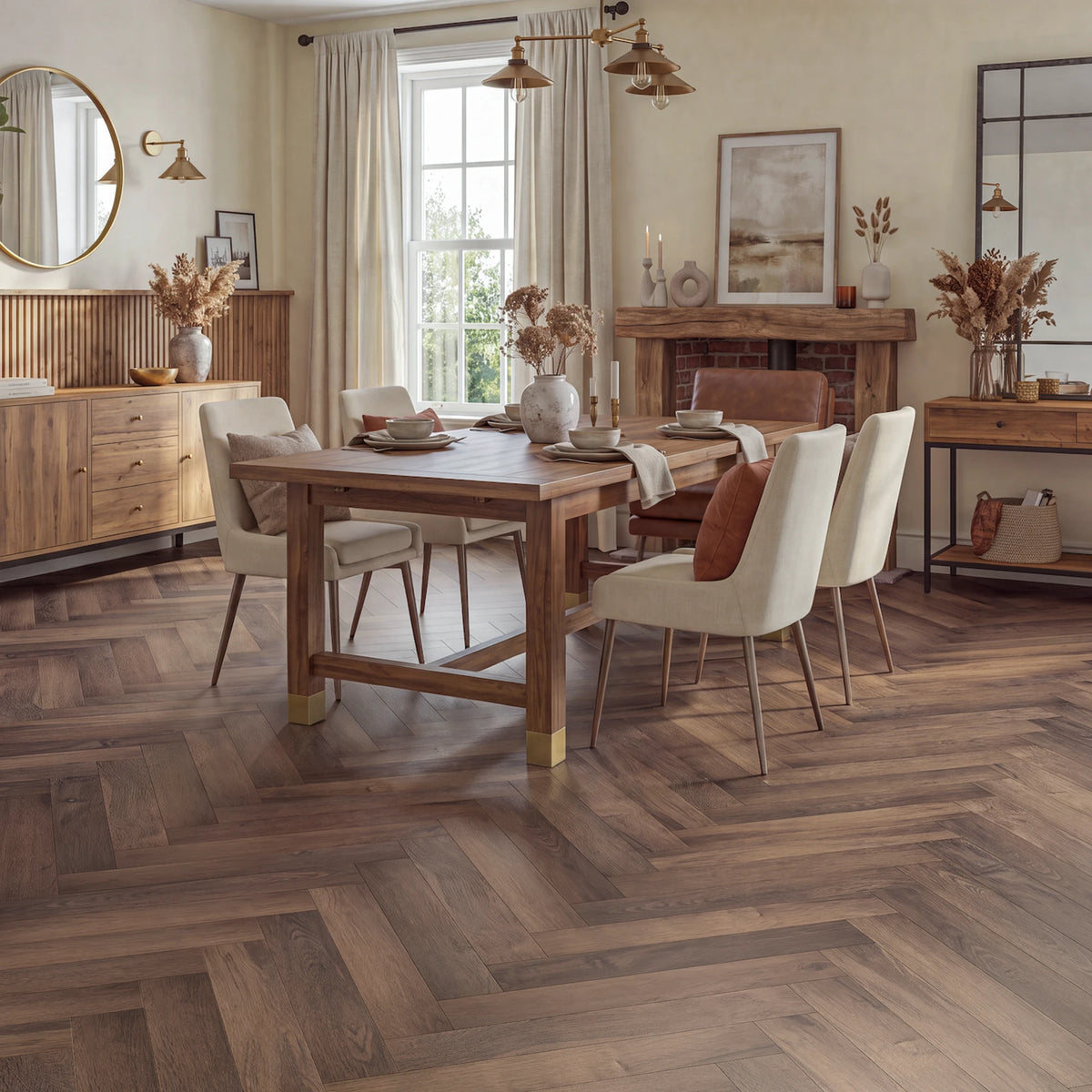 Coffee Date Herringbone Glue Down LVT