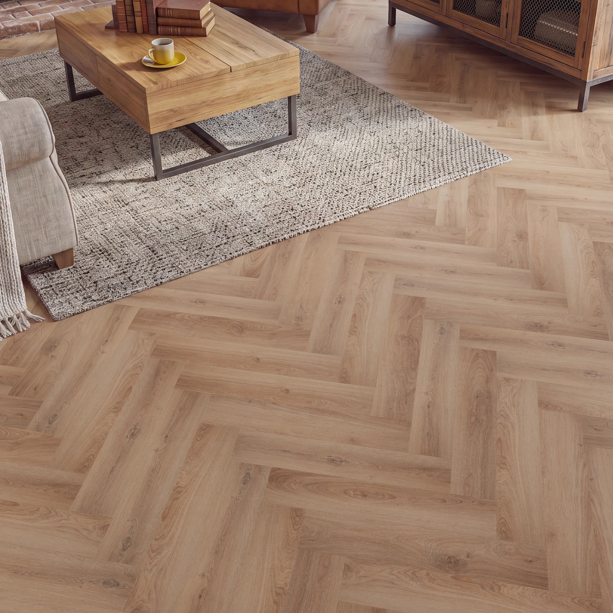 Caramel Kiss Herringbone Glue Down LVT