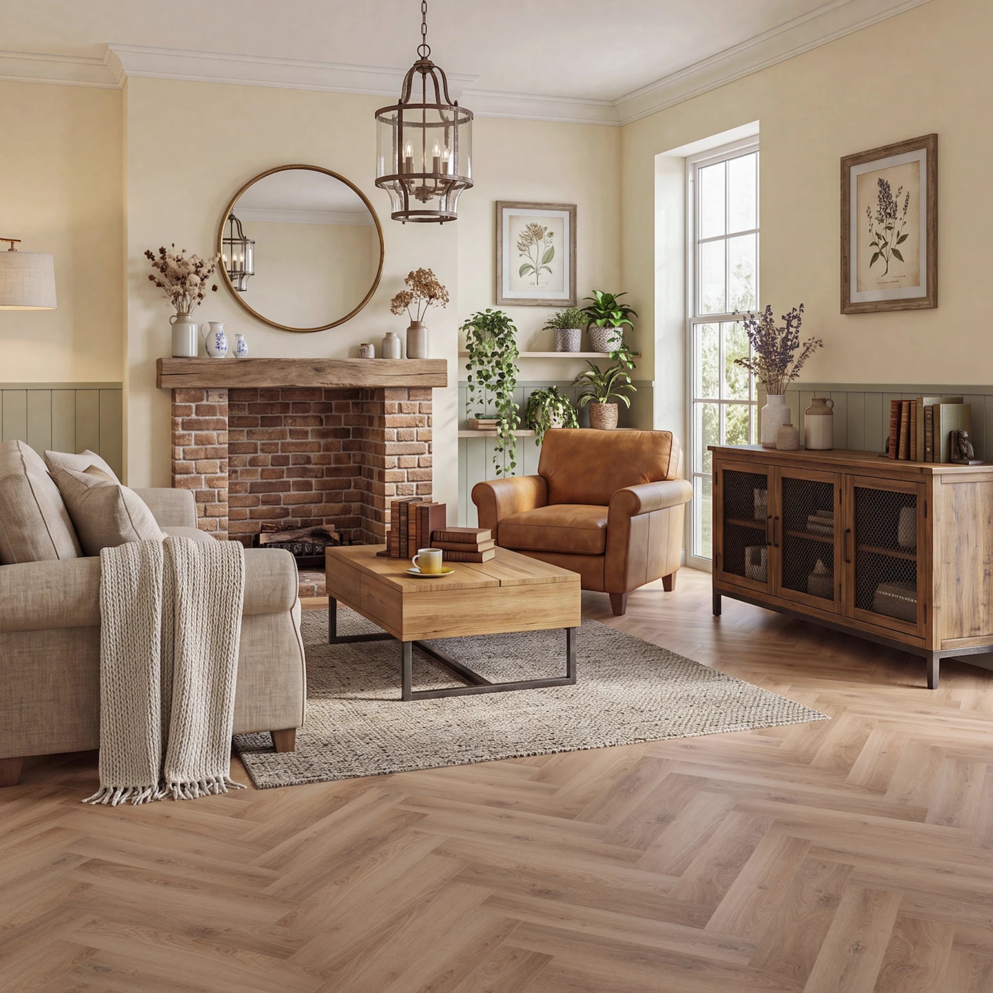 Caramel Kiss Herringbone Glue Down LVT