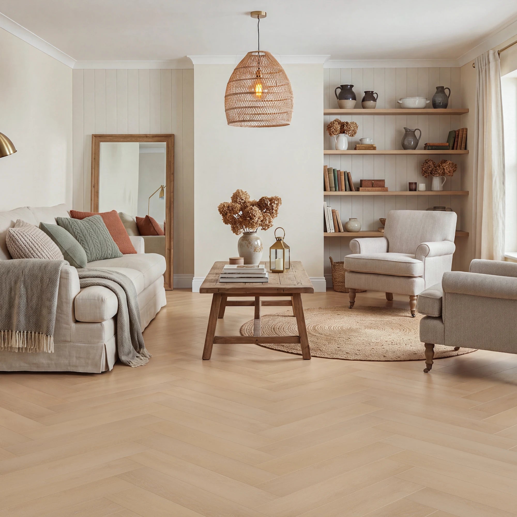 Soft Glow Herringbone Glue Down LVT
