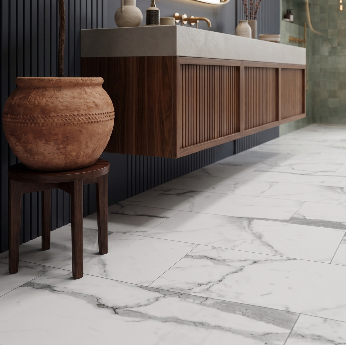 Statuario Luxe High Gloss Tile Effect Click Vinyl SPC