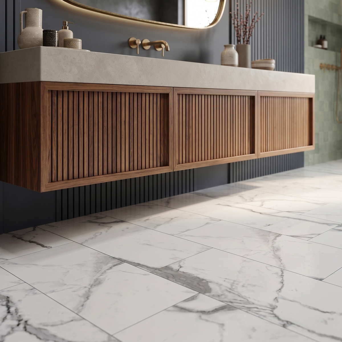 Statuario Luxe High Gloss Tile Effect Click Vinyl SPC