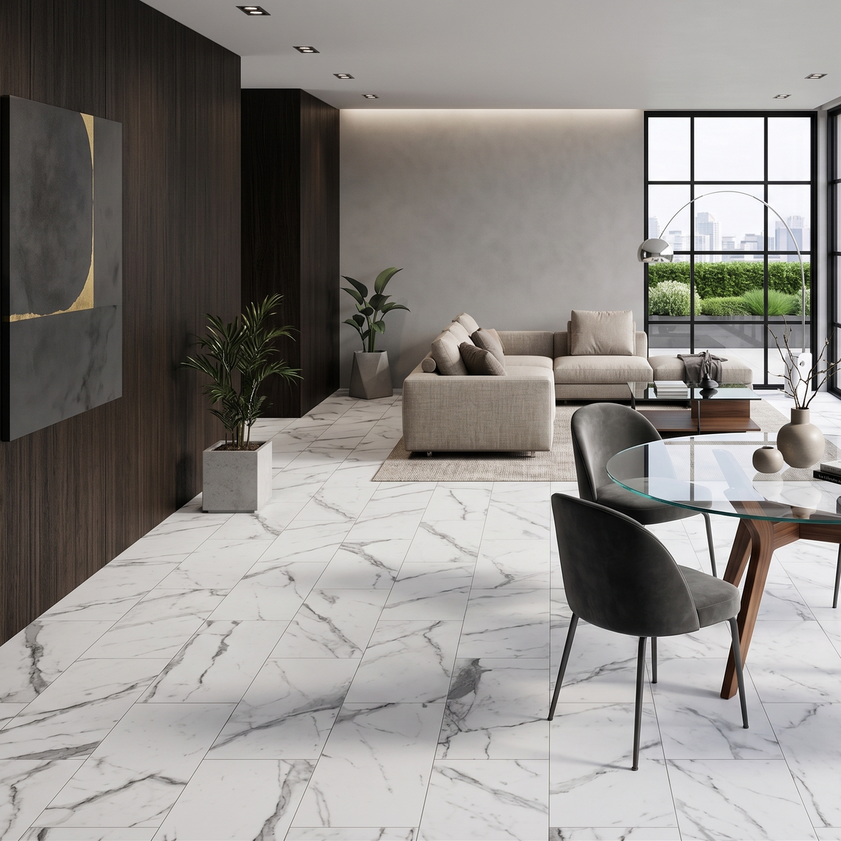 Statuario Luxe High Gloss Tile Effect Click Vinyl SPC