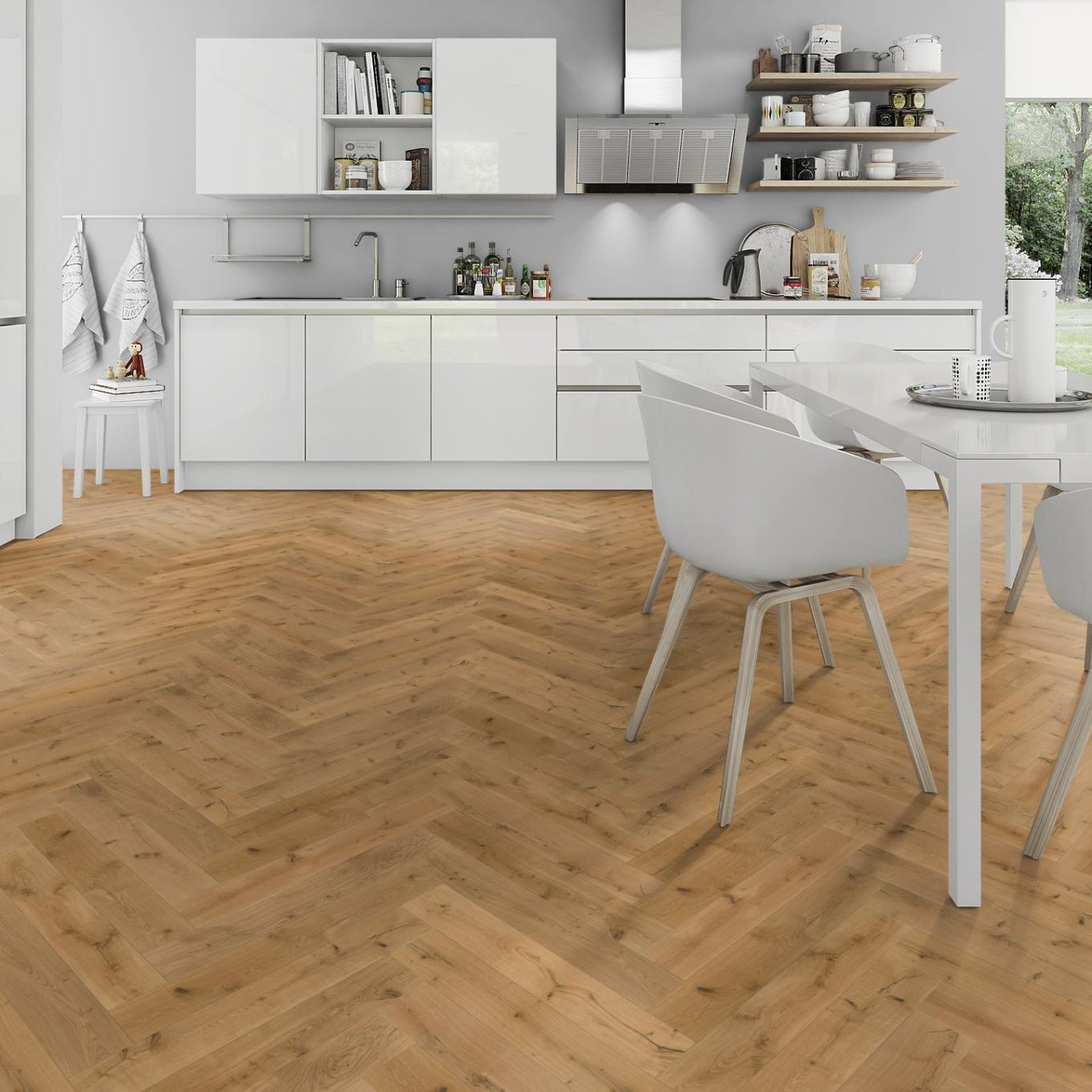 Rustic Oak 14/3 x 90mm Herringbone Engineered