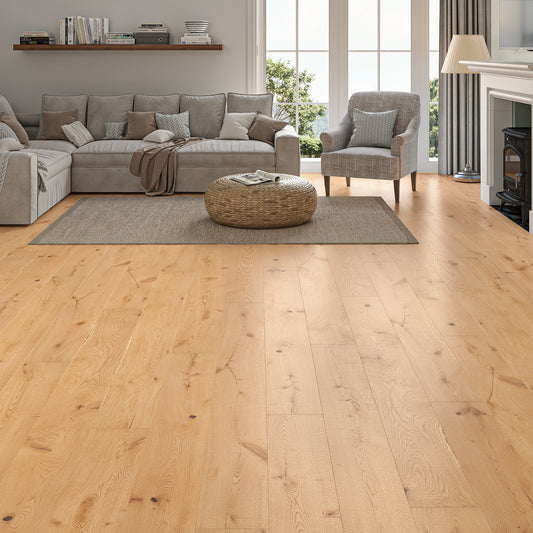 Sherwood Oak Natural Smooth Lacquered 14/3 x 190mm Straight Engineered