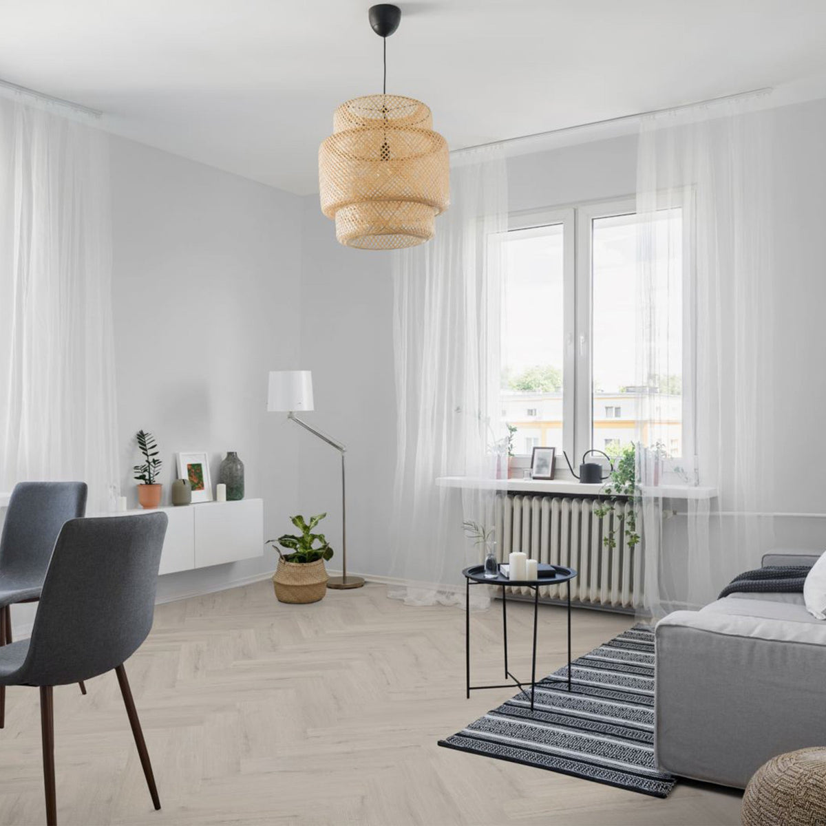Bunny Oak Herringbone Waterproof Click Vinyl - Floor Street