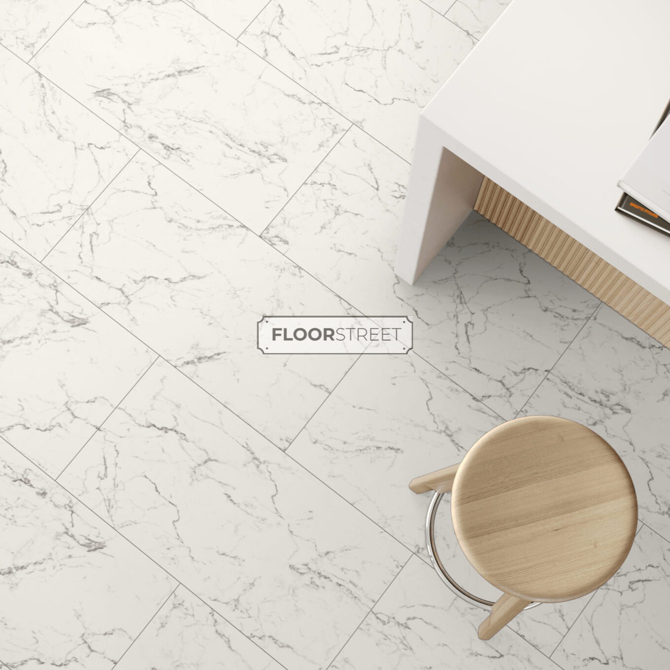 Carrera Marble High Gloss 6mm Tile Effect Waterproof Click Vinyl - Floor Street