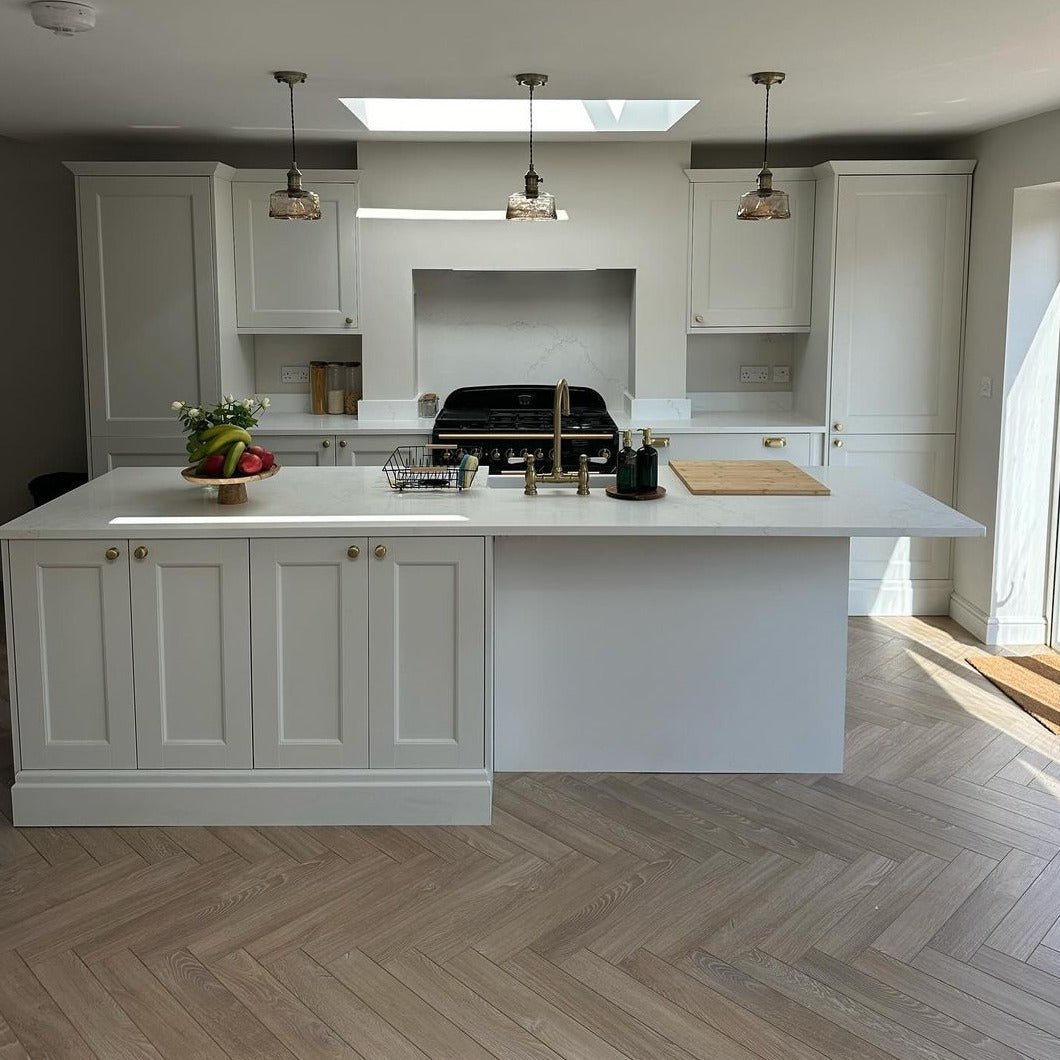 Desert Oak 12mm Herringbone Laminate - Floor Street