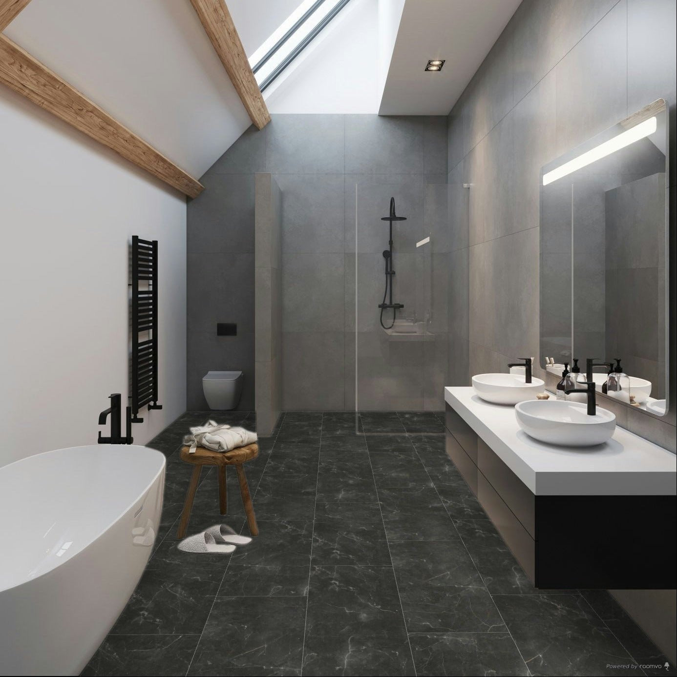 Falquon Stone Botticino Dark Tile Laminate - Floor Street