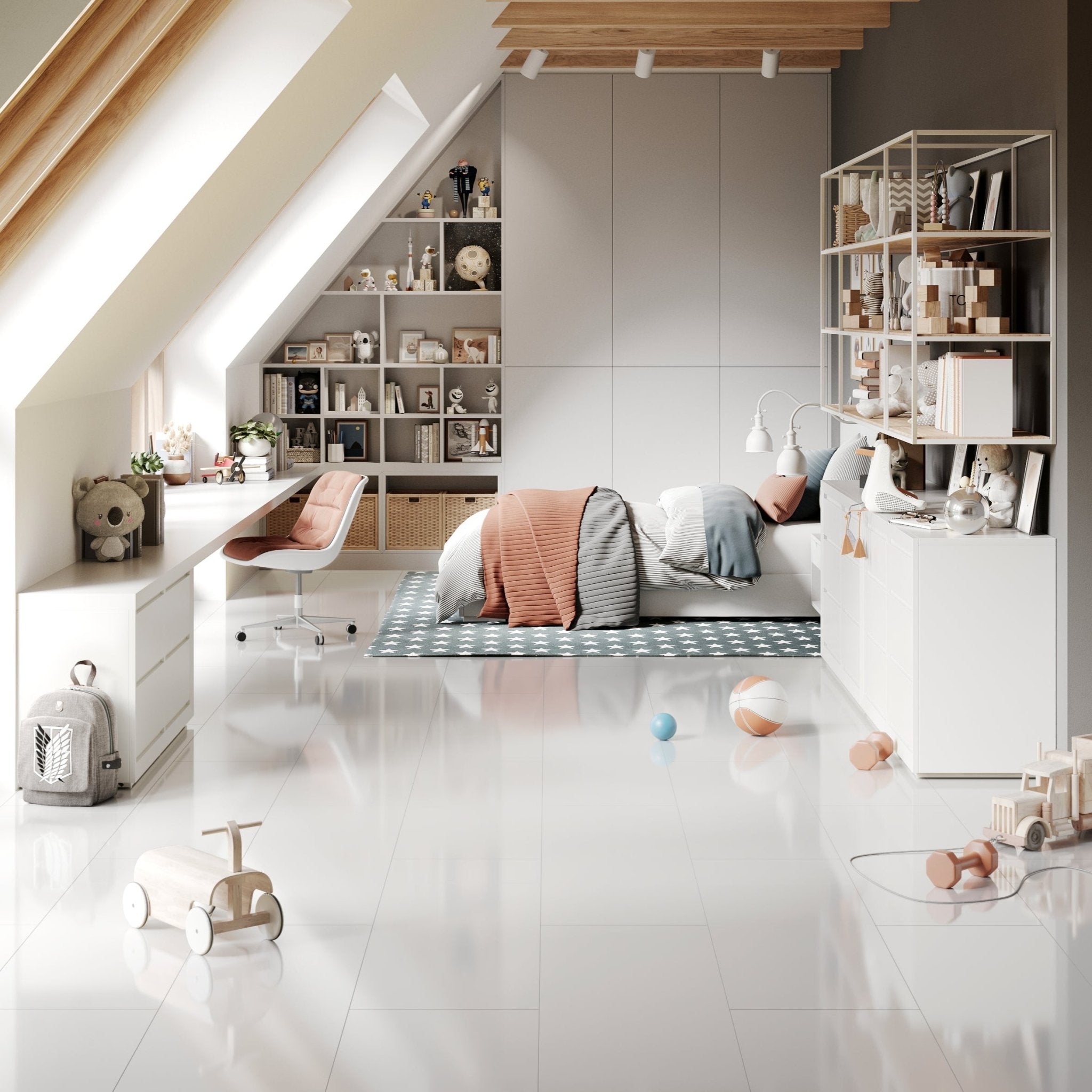 Falquon Stone White Tile Laminate - Floor Street