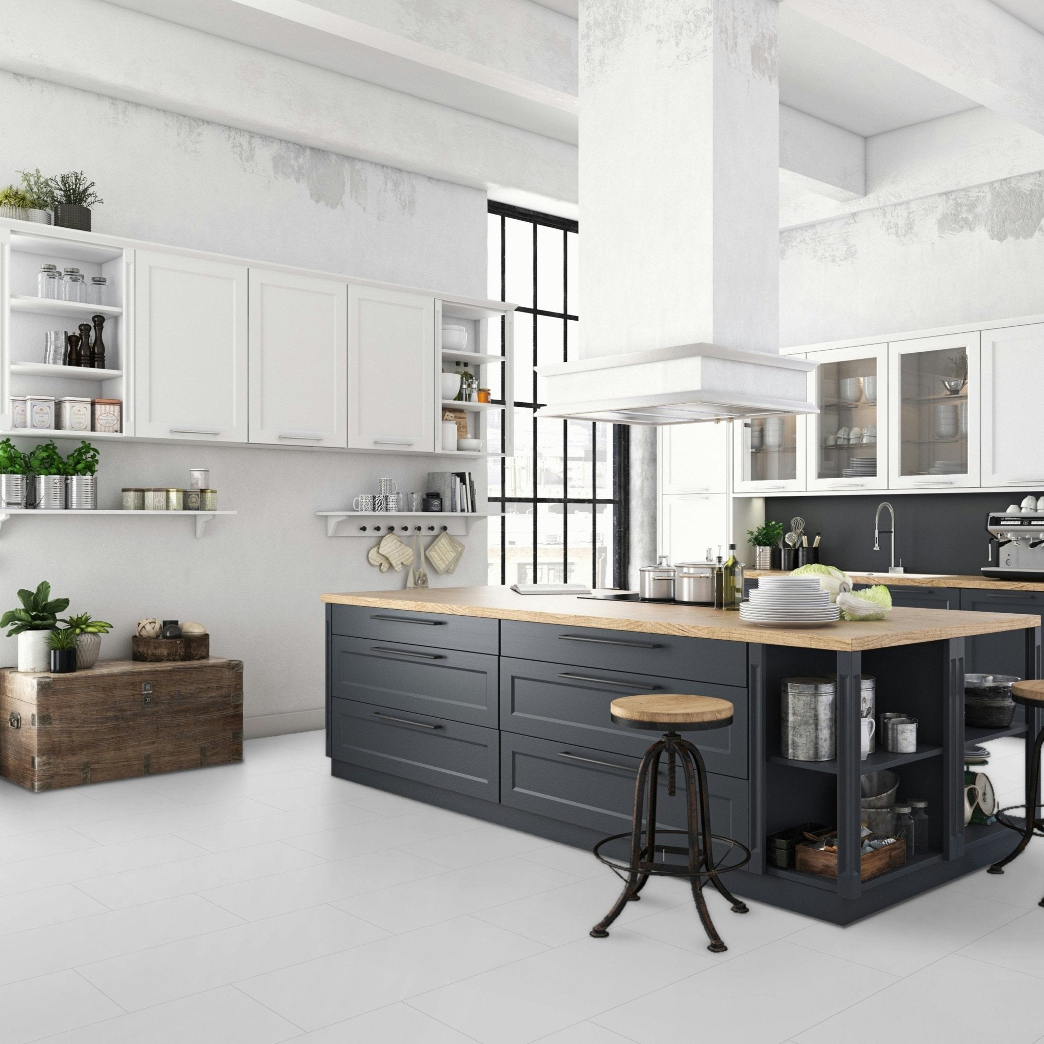 Falquon Stone White Tile Laminate - Floor Street