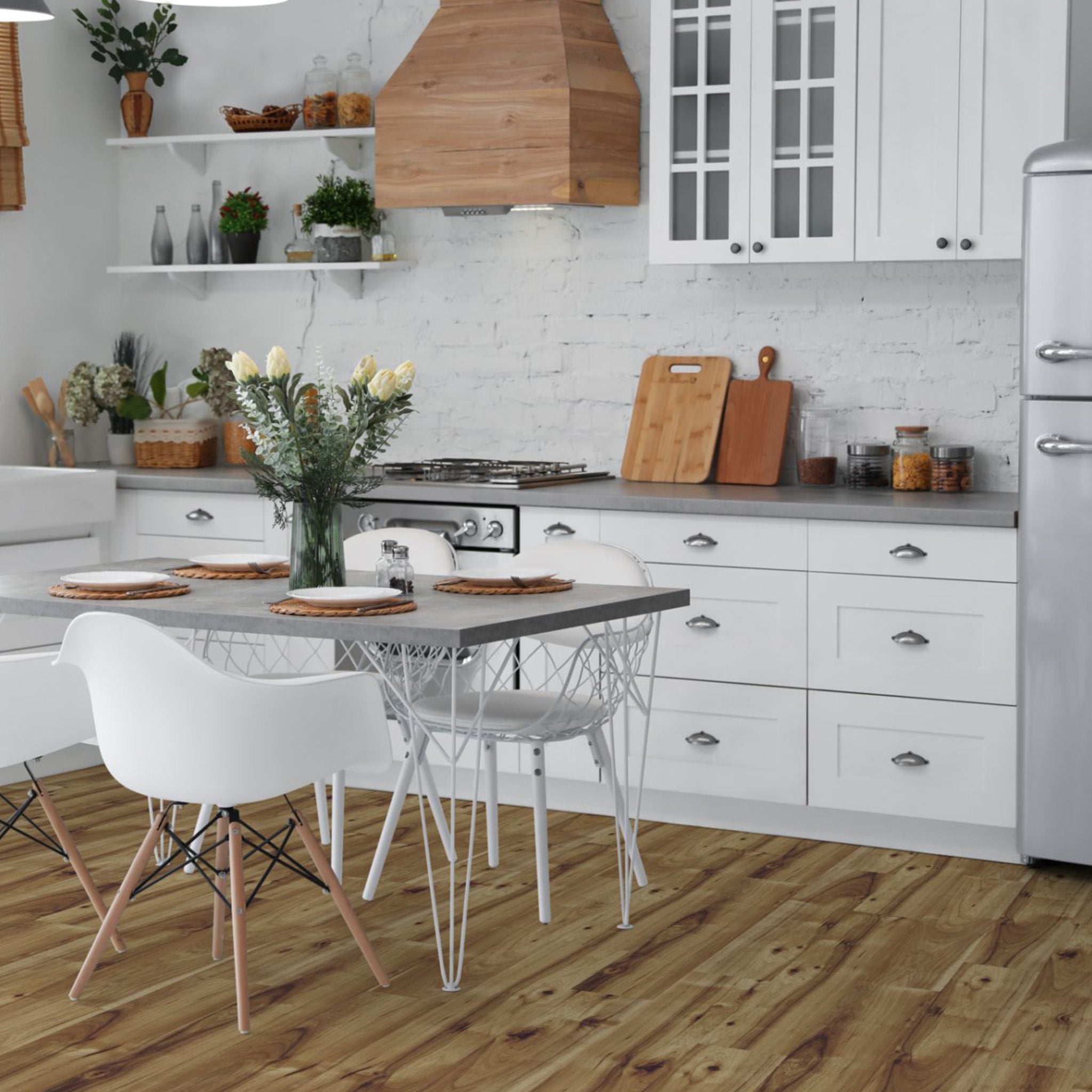 Gloss Hickory Bravo 8mm Straight Laminate - Floor Street