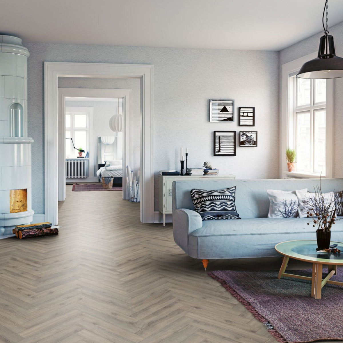 Midnight Oak 12mm Herringbone Laminate - Floor Street