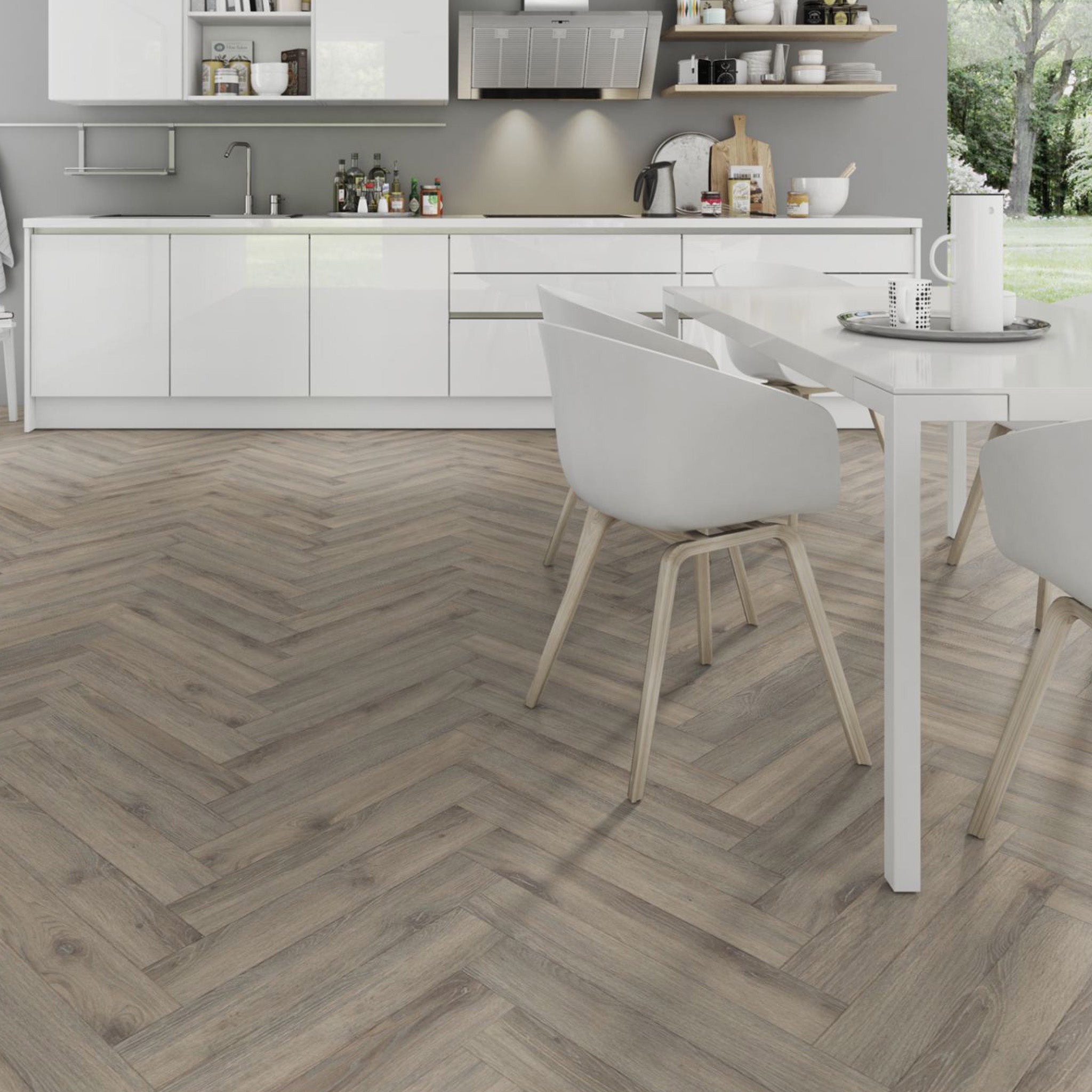Midnight Oak 12mm Herringbone Laminate - Floor Street