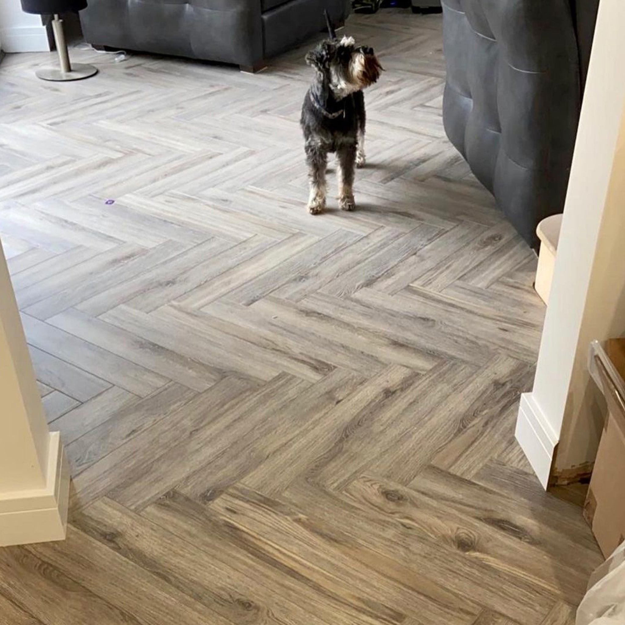 Midnight Oak 12mm Herringbone Laminate - Floor Street