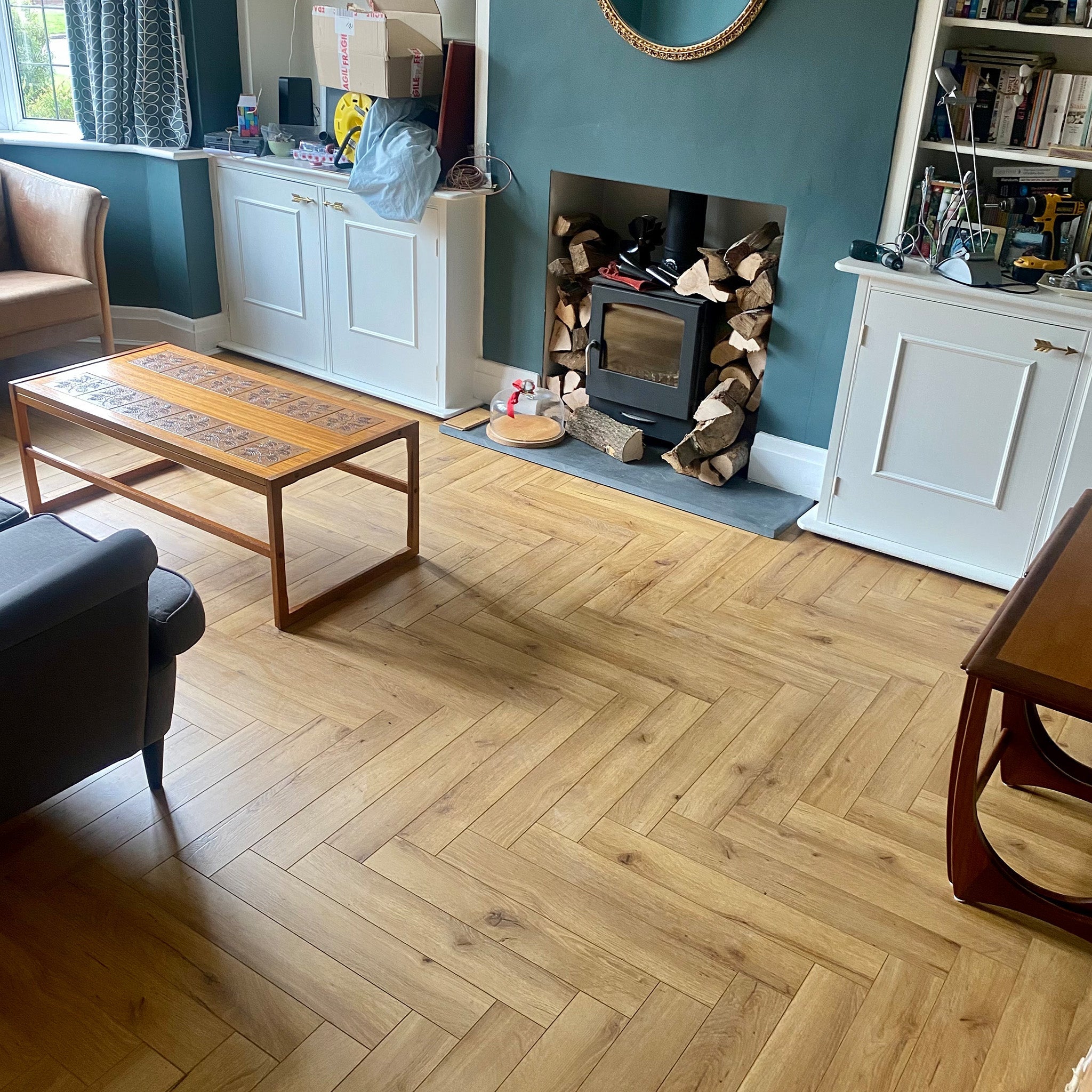 Pure Wood Oak 12mm Herringbone Laminate - Floor Street