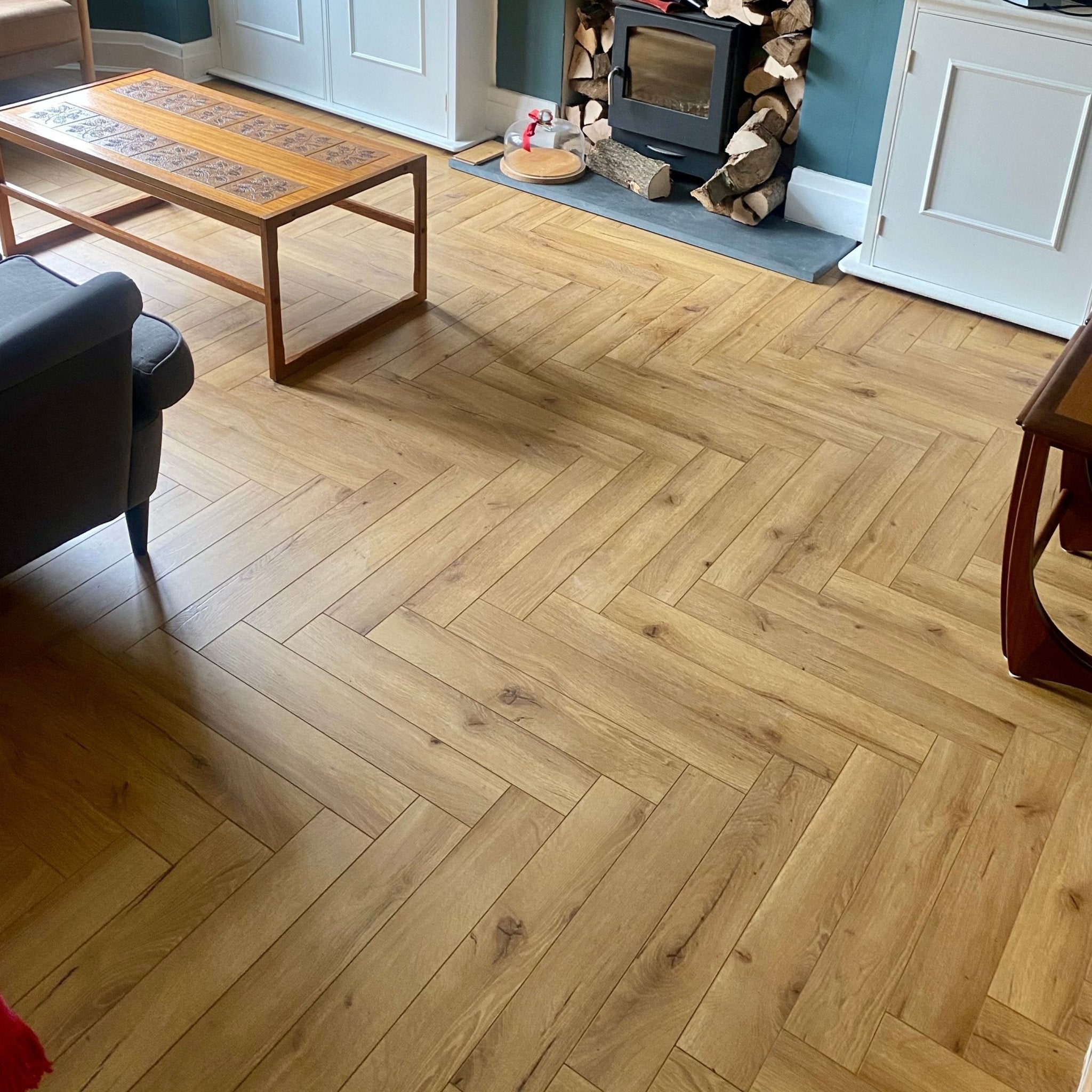 Pure Wood Oak 12mm Herringbone Laminate - Floor Street
