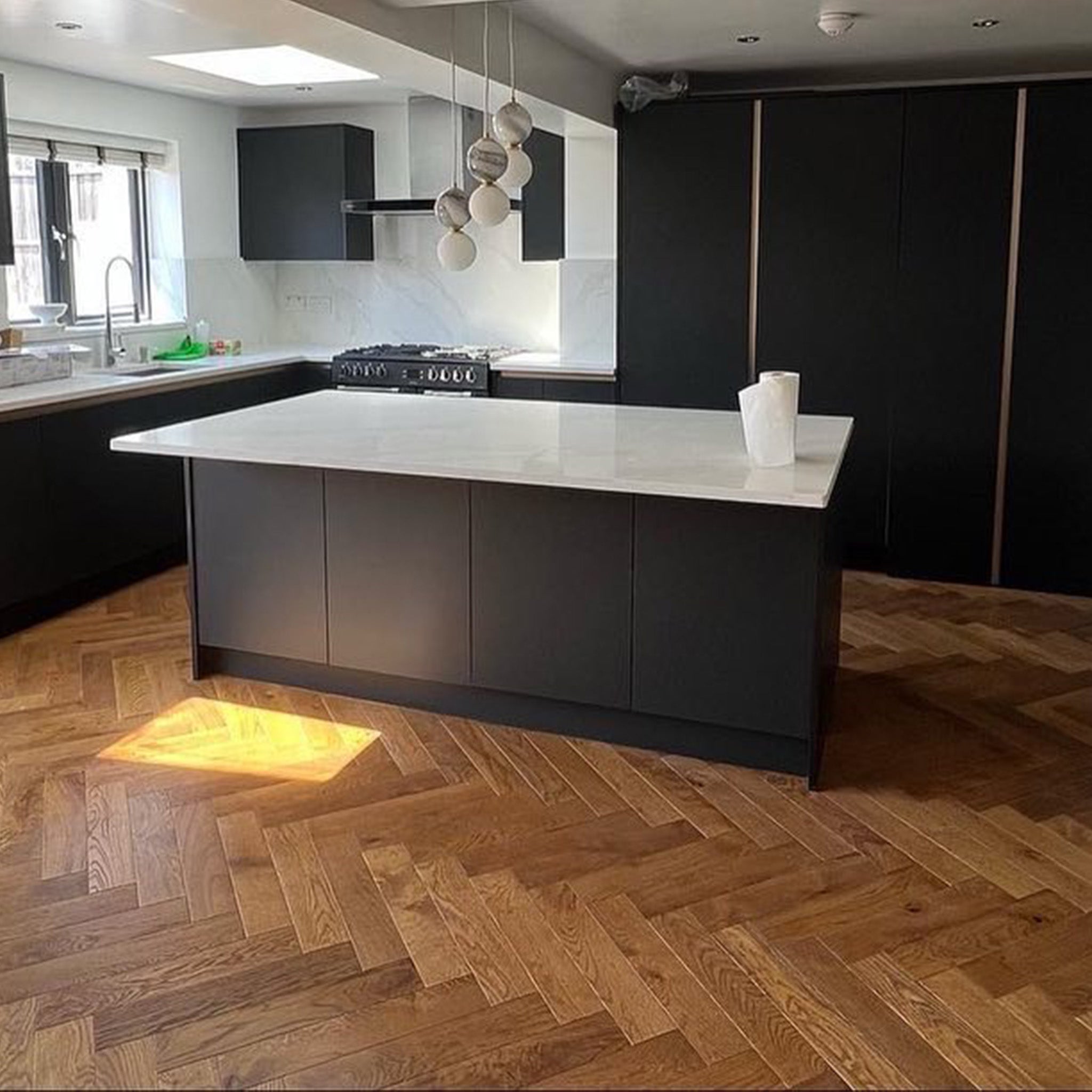 Smoked Brushed & Lacquered 18/5 x 100mm Herringbone Engineered - Floor Street