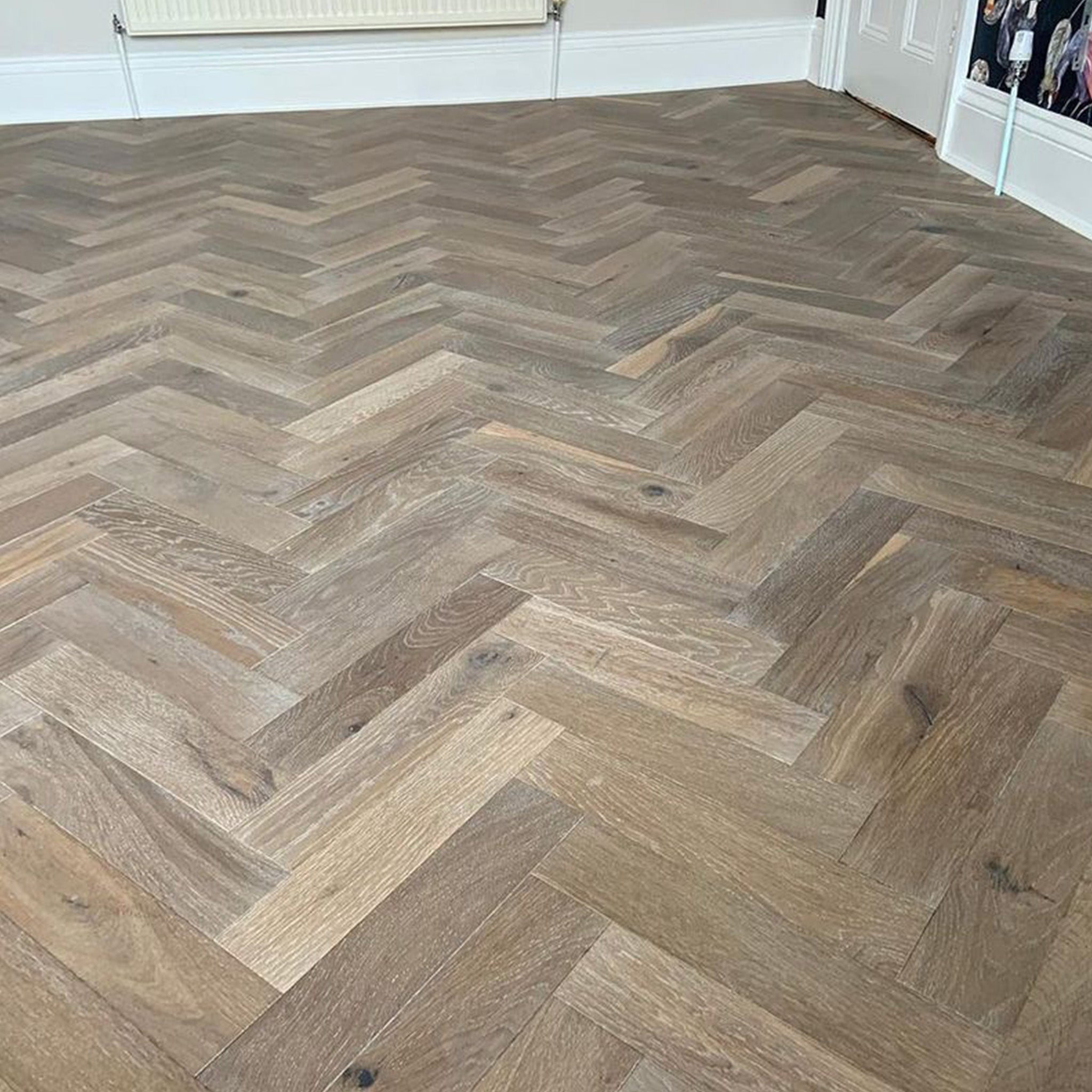 Smoked Grey Brushed & Oiled 15/4 x 90mm Herringbone Engineered